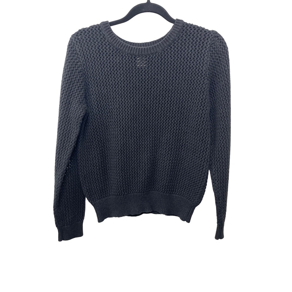 Andrea Jovine Faded Black Textured Open Knit Sweater L Goth Grunge Dark Whimsy‎